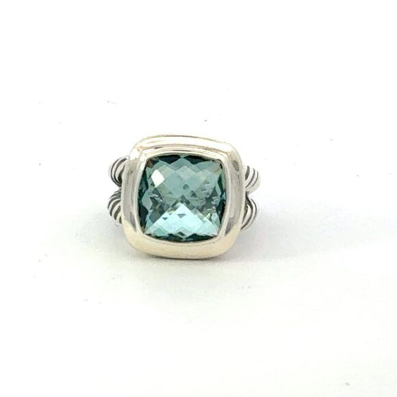 David Yurman Prasiolite Albion Ring Size 6, 11 mm Sterling Silver Estate DY645 - Picture 1 of 6